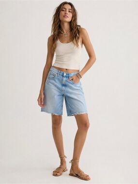 NWT AG Adriano Goldschmied Hattie High Rise Raw Hem Bermuda Shorts